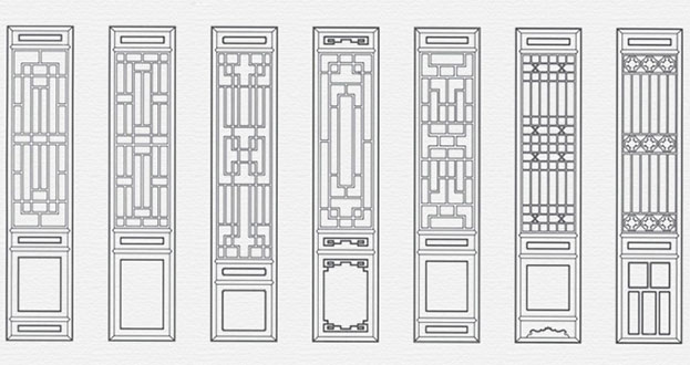 梨林镇常用中式仿古花窗图案隔断设计图