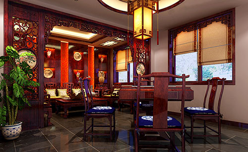 梨林镇古典中式风格茶楼包间设计装修效果图